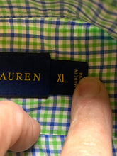 Load image into Gallery viewer, Ralph Lauren Shirt Adult Extra Large Green Purple Checkered Button Up Casual Men