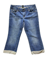 Load image into Gallery viewer, Calvin Klein Jeans 30/10 (34x20) Blue Denim Cropped Capri Cuffed Whiskered Lady