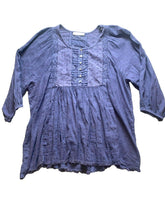 Load image into Gallery viewer, Lucky Brand Shirt Womens Extra Large Navy Blue Boho Hippie Eyelet Ladies