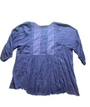 Load image into Gallery viewer, Lucky Brand Shirt Womens Extra Large Navy Blue Boho Hippie Eyelet Ladies