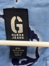 Load image into Gallery viewer, Guess Jeans Shirt Adult 2XL Blue Rayon Button Up AOP Floral Camp Hawaiian Mens