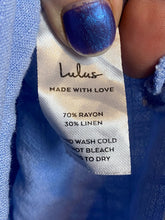 Load image into Gallery viewer, Lulus Skirt Womens Small Blue Lagenlook Ruffle Buttons Boho Linen Rayon Ladies