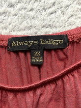 Load image into Gallery viewer, Always Indigo Shirt Womens 2X Maroon Boho Hippie Blouse Embroidered Ladies