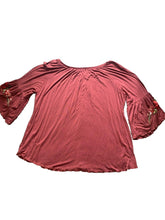 Load image into Gallery viewer, Always Indigo Shirt Womens 2X Maroon Boho Hippie Blouse Embroidered Ladies