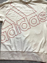 Load image into Gallery viewer, Adidas Sweatshirt Adult Medium White Pink Giant Logo Essentials Sweater Mens
