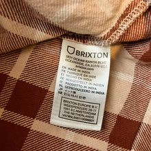Load image into Gallery viewer, Brixton Shirt Womens Small Flannel Jacket Plaid Button Up Long Sleeve Orange