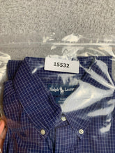 Load image into Gallery viewer, Ralph Lauren Shirt Adult Large Blue Grid Checkered Button Up Blake Blue Pony Men