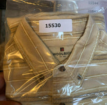 Load image into Gallery viewer, Woolrich Shirt Adult Medium Tan Barley Blanket Stripes Button Up Casual Mens
