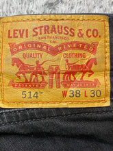 Load image into Gallery viewer, Levi's 514 Jeans Adult 38x30 Black Straight Leg Denim Stretch Zip Fly Mens