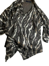 Load image into Gallery viewer, Lumiere Sweater Womens Large Black Asymmetrical Waterfall Sequins Boho Cardigan