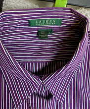 Load image into Gallery viewer, Lauren Ralph Lauren Shirt Adult Large Purple Striped Button Up LRL Casual Mens