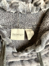 Load image into Gallery viewer, Zenergy By Chicos Sweatshirt Women 3 Gray Leopard Oversized Sherpa Fleece Hoodie