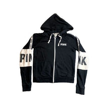 Load image into Gallery viewer, Victoria Secret Pink Sweatshirt Womens Small Black Hoodie Sweater Full Zip Lady