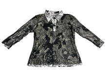 Load image into Gallery viewer, Alberto Makali Shirt Womens Medium White Black Collared Grunge Lined Blouse Goth