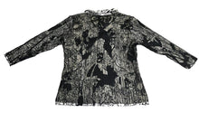 Load image into Gallery viewer, Alberto Makali Shirt Womens Medium White Black Collared Grunge Lined Blouse Goth
