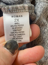 Load image into Gallery viewer, Cocomo Shirt Womens 2X Gray Plaid Lace Trim Boho Spandex Contrast Plus Ladies