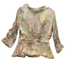 Load image into Gallery viewer, Bob Mackie Shirt Womens 10 Silk Ruffle Blouse Floral Art to Wear Bloomcore