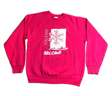 Load image into Gallery viewer, VTG Ski Club Toledo Sweatshirt Adult Large Pink Snowflakes Mountain Sweater 80s