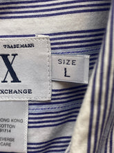 Load image into Gallery viewer, Armani Exchange Shirt Adult Large Blue Striped Button Up Casual Pocket A/X Mens