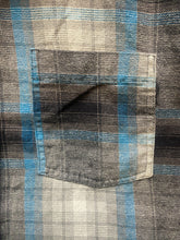 Load image into Gallery viewer, STOIC Shirt Adult Large Gray Blue Button Up Flannel Plaid Pocket Shacket Mens