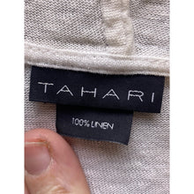 Load image into Gallery viewer, Tahari Cardigan Womens Large White Linen Open Front Hooded Beachy Costal Coverup