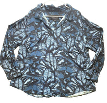 Load image into Gallery viewer, Wildfang Shirt Womens 1X Button Up Teal Navy Boho Tropical Rayon Plus Ladies