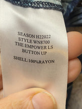 Load image into Gallery viewer, Wildfang Shirt Womens 1X Button Up Teal Navy Boho Tropical Rayon Plus Ladies