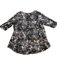 Load image into Gallery viewer, Catherines Shirt Womens 1XWP Black Velvet AOP Floral Boho Nylon Spandex Petite