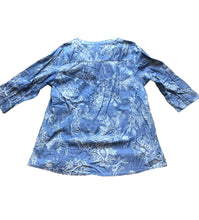 Load image into Gallery viewer, Chicos Shirt Womens 2 Blue Denim AOP Floral Boho Flowy Tunic Blouse Ladies