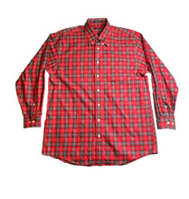 Load image into Gallery viewer, Overton Shirt Adult Large Red Green Plaid Wrinkle Free Button Up Casual  Mens