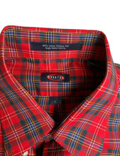 Load image into Gallery viewer, Overton Shirt Adult Large Red Green Plaid Wrinkle Free Button Up Casual  Mens