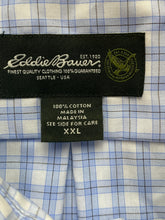 Load image into Gallery viewer, Eddie Bauer Shirt Adult 2XL Light Blue White Plaid Button Up Casual USA Mens