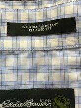 Load image into Gallery viewer, Eddie Bauer Shirt Adult 2XL Light Blue White Plaid Button Up Casual USA Mens