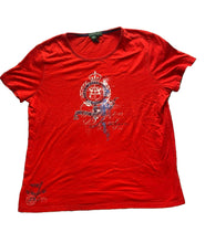 Load image into Gallery viewer, Lauren Ralph Lauren Shirt Womens Large Red Embroidered MCMLXVII Republic Crest