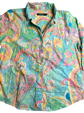 Load image into Gallery viewer, Lauren Ralph Lauren Shirt Womens Large Green Pink AOP Paisley Oversized Ladies