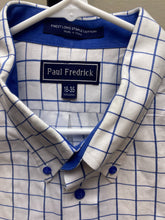 Load image into Gallery viewer, Paul Fredrick Shirt Adult 18-35 (4X) Button Up Flip Cuffs Contrast Dress Mens