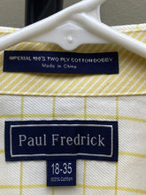 Load image into Gallery viewer, Paul Fredrick Shirt Adult 18-35 (4X) Yellow Button Up Cuffs Contrast Dress Mens