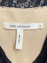 Load image into Gallery viewer, Avec Les Filles Dress Women 4 Small Pink Black Lace Lined Tiered Boho Maxi Nylon