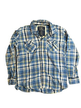 Load image into Gallery viewer, B Society Shirt Adult Extra Large Blue White Plaid Flap Pockets Comfort Fit Mens