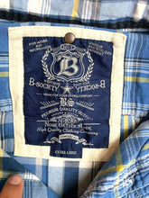 Load image into Gallery viewer, B Society Shirt Adult Extra Large Blue White Plaid Flap Pockets Comfort Fit Mens