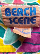 Load image into Gallery viewer, Beach Scene Medium Yellow Purple AOP Floral Button Up Hawaiian Aloha Camp Mens