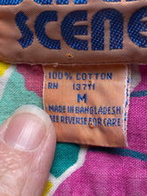 Load image into Gallery viewer, Beach Scene Medium Yellow Purple AOP Floral Button Up Hawaiian Aloha Camp Mens