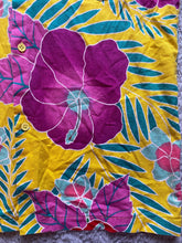 Load image into Gallery viewer, Beach Scene Medium Yellow Purple AOP Floral Button Up Hawaiian Aloha Camp Mens