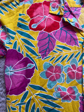 Load image into Gallery viewer, Beach Scene Medium Yellow Purple AOP Floral Button Up Hawaiian Aloha Camp Mens