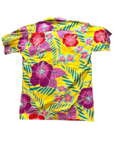 Load image into Gallery viewer, Beach Scene Medium Yellow Purple AOP Floral Button Up Hawaiian Aloha Camp Mens
