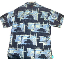 Load image into Gallery viewer, FUBU Shirt Adult Extra Large Blue AOP Abstract Hip Hop Button Up Pocket Mens