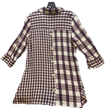 Load image into Gallery viewer, Soft Surroundings Shirt Womens Medium Burgundy Plaid Tunic Patchwork Ladies