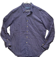 Load image into Gallery viewer, Ralph Lauren Shirt Adult Large Navy Blue Classic Fit Button Up Flannel Cuffs Men