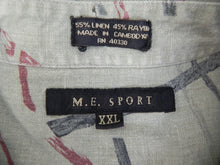 Load image into Gallery viewer, M.E. Sport Shirt Adult 2XL XXL Button Up Linen Rayon Short Sleeve Casual Mens