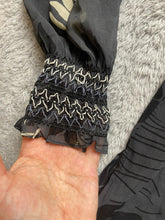 Load image into Gallery viewer, Cabi Shirt Womens Large Black Aloha Sheer Tropical Peasant Boho Blouse Oversized